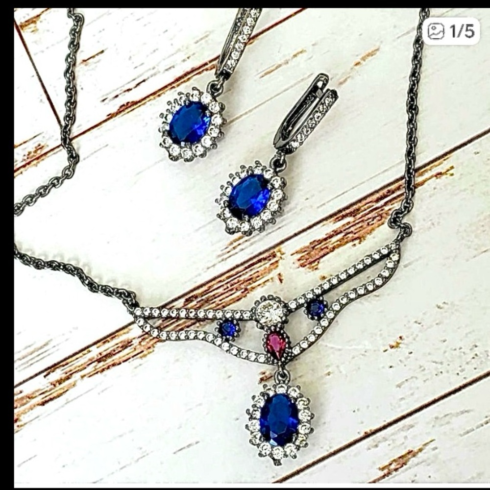 London Blue Topaz & Ruby Set